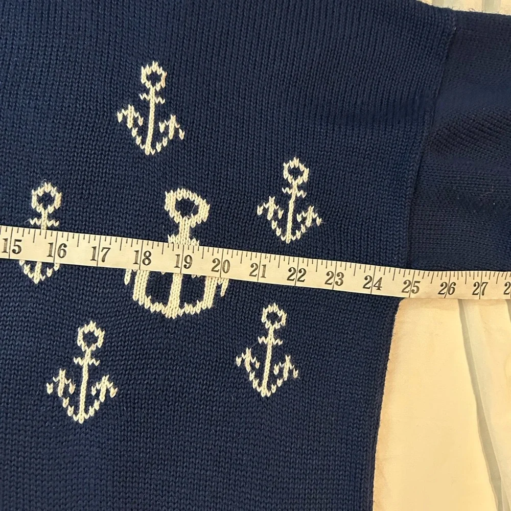 VINTAGE 90s MISO: Healthy to Wear Cotton Nautical Cardigan Sweater Navy M-L - Picture 7 of 9